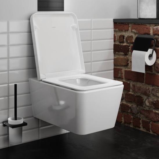 Set cuvette WC avec abattant à descente lente Hansgrohe EluPura Q 60293450, châssis encastré Hansgrohe iFrame universal 01022180, 66001000