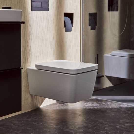 Set cuvette WC avec abattant à descente lente Hansgrohe EluPura Q 60293450, châssis encastré Hansgrohe iFrame universal 01022180, 66001000