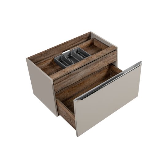 Set armoire Comad Santa Fe Taupe SANTA FE TAUPE 82-80-B-2S, lavabo Comad Smile UM-6252SMILE40DP, SANTA FE OAK89-080-A