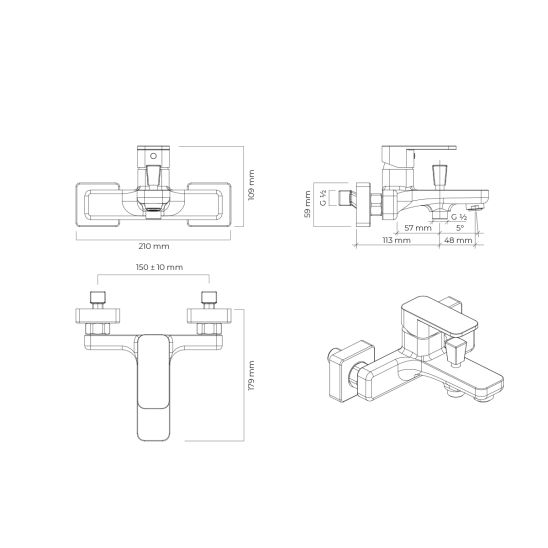 Set mitigeur bain-douche Oltens Hadsel 34006100, support de douche Oltens Hald 37403100, 37200100, 37111100