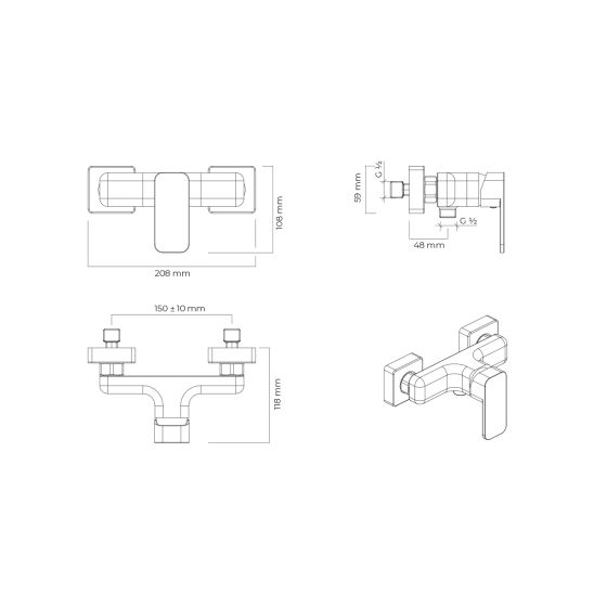 Set mitigeur de douche Oltens Hadsel 33006100, support de douche Oltens Hald 37403100, 37200100, 37111100