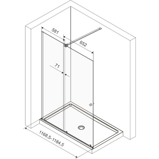 Set kit de montage Excellent Ortigo KAEX.5012.1014.BL, porte de douche Excellent Ortigo KAEX.5007.01.1400.LP2/2, KAEX.5007.01.1400.LP1/2