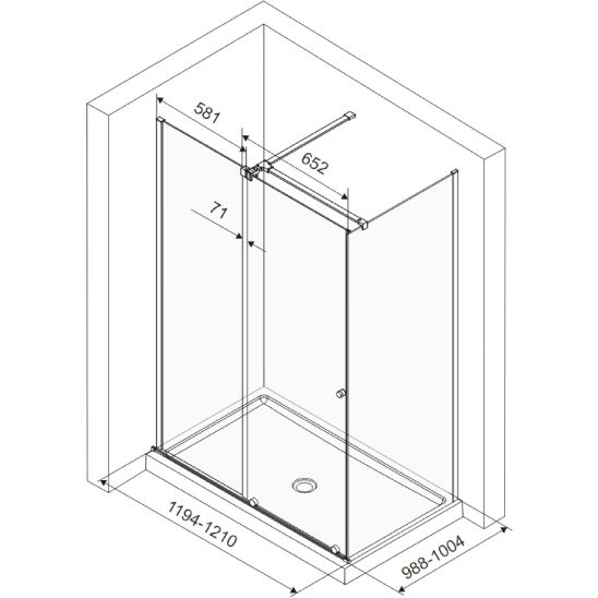Set kit de montage Excellent Ortigo KAEX.5012.1014.CR, porte de douche Excellent Ortigo KAEX.5007.01.1200.LP1/2, KAEX.5022.1000, KAEX.5007.01.1200.LP2/2, KAEX.5022.CR