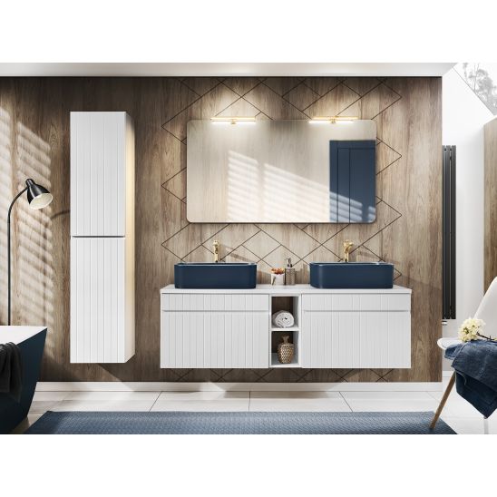 Zestaw Comad Adel White szafka 80x46 cm podumywalkowa wisząca biała z blatem, umywalką, szafką boczną i lustrem SET -ADW B 80 CM ANNA 2