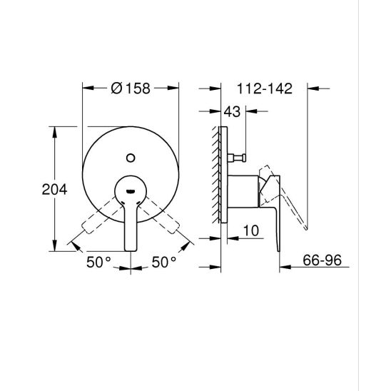 Set douche à effet de pluie avec bras Grohe Rainshower 26558AL0, mitigeur bain-douche Grohe Lineare 24064AL1, 26658AL0, 27400AL0, 28362A01