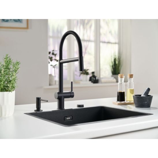 Set mitigeur de cuisine Franke Active Semi Pro Spray 115.0653.409, distributeur de savon Franke Active SM 119.0547.906