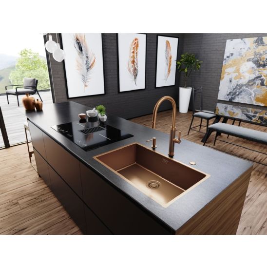 Set mitigeur de cuisine Franke Mythos Masterpiece Pull-Out Spray 115.0711.557, distributeur de savon Franke Atlas 112.0717.104
