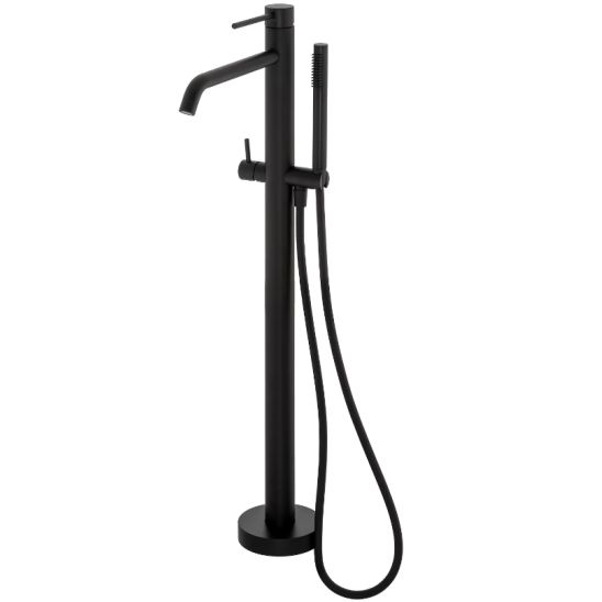 Set mitigeur bain-douche Kronenbach Lima 2.0 Black 100.1162SMKB, élément de montage au sol Kronenbach Aqa 2.0 23491004KB