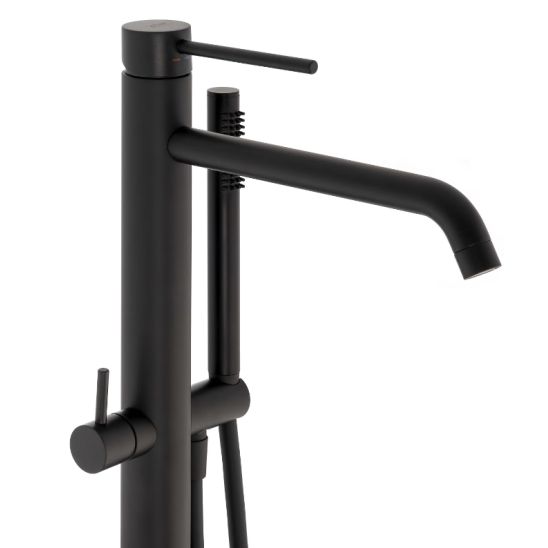 Set mitigeur bain-douche Kronenbach Lima 2.0 Black 100.1162SMKB, élément de montage au sol Kronenbach Aqa 2.0 23491004KB