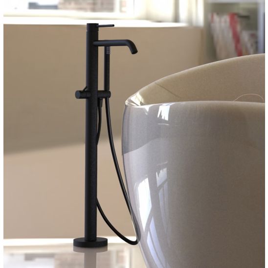 Set mitigeur bain-douche Kronenbach Lima 2.0 Black 100.1162SMKB, élément de montage au sol Kronenbach Aqa 2.0 23491004KB