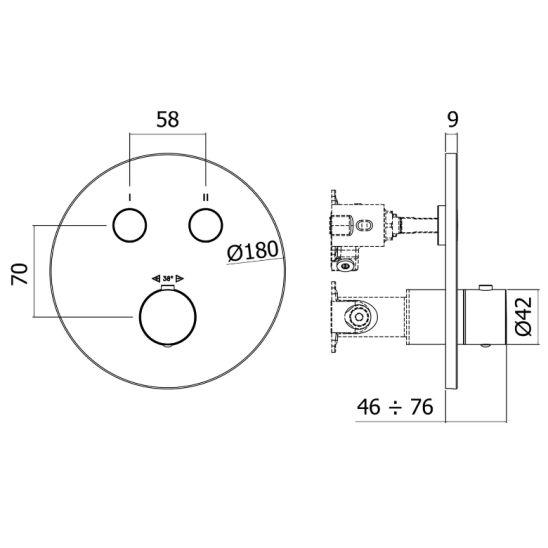 Set mitigeur bain-douche Kronenbach Smart Push 19044002SM, douche à effet de pluie Kronenbach Supra 2.0 153765001904SMN, 01900190KBN, 27409002SMKB, 28276000KBSM, 28628002SMKB, 27500001 KB