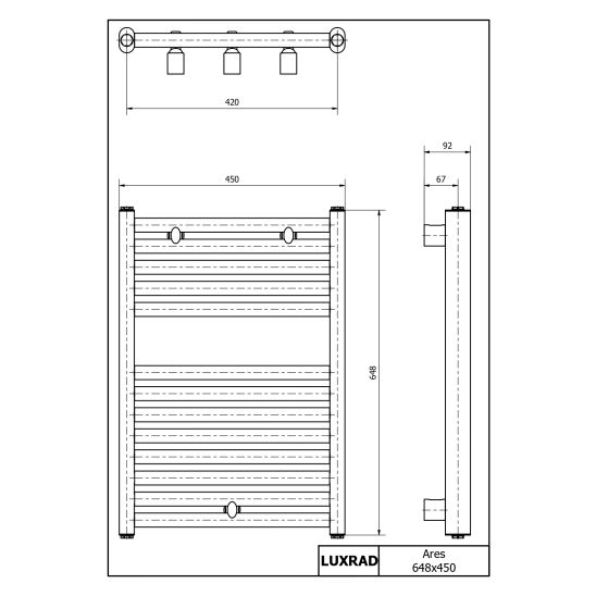 Set radiateur électrique Luxrad Ares Elektro ARES11524509003ERG, appareil de chauffage électrique Luxrad GLX GLX600B