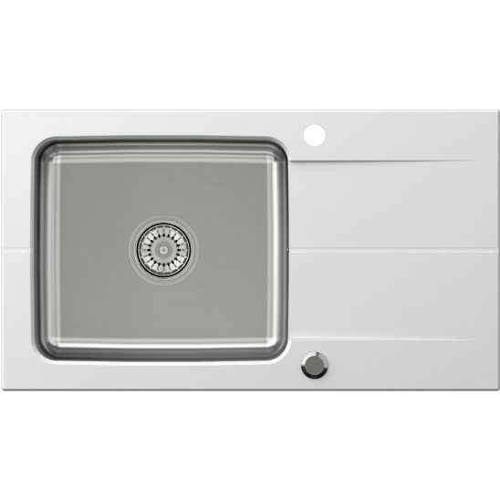 Set évier granit-acier inoxydable Quadron Edward FUS_E7844BI_3623500BS, insert d'égouttage Quadron Q R3825GR_MP