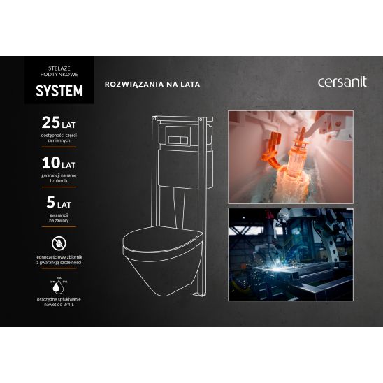 Set cuvette WC avec abattant à descente lente Cersanit Zen S701-428, châssis encastré avec bouton de chasse d'eau Cersanit S701-779
