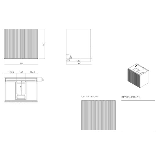 Set armoire Oltens Lun 60027000, plan de travail suspendu Oltens Lun 63024000