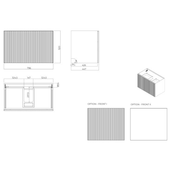Set armoire Oltens Lun 60033900, plan de travail suspendu Oltens Lun 63025900