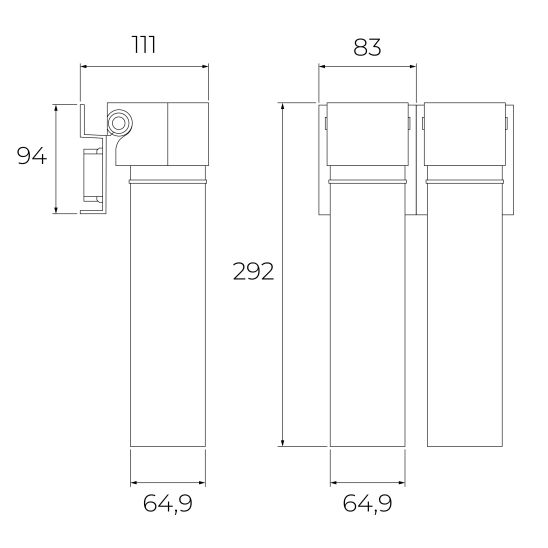 Set batterie pour filtre à eau Teka Uni 116030085, filtre sous évier Teka TWF 118510001