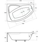 Set baignoire d’angle Besco Rima #WAR-160-NL, habillage de baignoire Besco Rima OAR-160-NS
