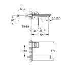 Set mitigeur de lavabo Grohe Lineare 19409001, élément encastré de mitigeur Grohe Eurostyle 23571000