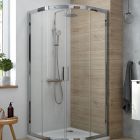 Set cabine de douche Oltens Vorma 20102100, receveur de douche semi-circulaire Oltens Superior 16002000