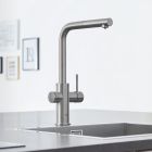 Set mitigeur de cuisine avec filtre Grohe Blue 31539DC0, évier en granit Grohe K700 31655AP0