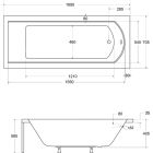Set baignoire rectangulaire Besco Shea #WAS-170-PK, habillage de baignoire Besco #OAP-170-UNI