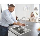 Set mitigeur de cuisine avec filtre Grohe Blue 31455001, évier en acier inoxydable Grohe K700 31726SD0