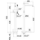 Set mitigeur bain-douche Kronenbach Lima 2.0 Black 100.1162SMKB, élément de montage au sol Kronenbach Aqa 2.0 23491004KB
