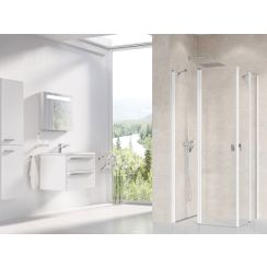 Ravak Chrome porte de douche 90 cm à ouverture basculante blanc brillant/verre transparent 1QV70100Z1