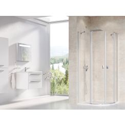 Ravak Chrome cabine de douche 80x80 cm semi-circulaire satin mat/verre transparent 3Q140U00Z1