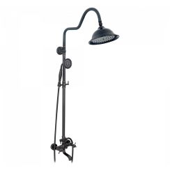 Rea Retro Old Black zestaw wannowo-prysznicowy ścienny z deszczownicą czarny REA-P2366