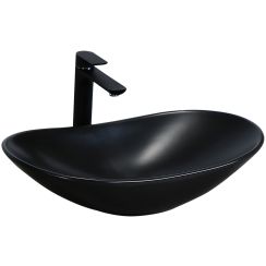 Rea Royal umywalka 62x36 cm nablatowa owalna czarny mat REA-U0442