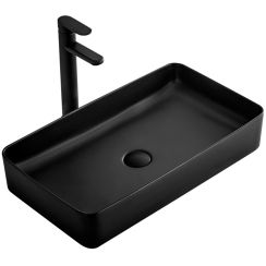 Rea Denis umywalka 61x35 cm nablatowa prostokątna czarny mat REA-U3690