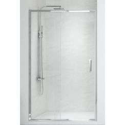 New Trendy New Corrina porte de douche 110 cm coulissant aluminium brillant/verre transparent D-0182A