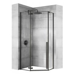 Rea Diamond kabina prysznicowa 100x100 cm pięciokątna czarny półmat/szkło przezroczyste REA-K5623