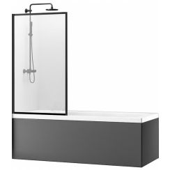 Rea Lagos parawan nawannowy 70 cm 1-częściowy czarny mat/szkło przezroczyste REA-K7632
