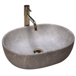 Rea Lara Beige umywalka 48x35 cm nablatowa owalna beżowa REA-U9887