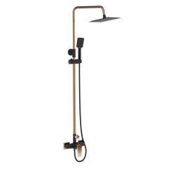 Invena Midnight ensemble de douche mural oui noir-doré AU-35-D14