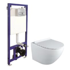 Laveo Akan kit châssis avec cuvette, abattant et bouton VMDA600S