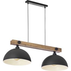 TK Lighting Oslo lampe suspendue 2x60 W noir-bois 1706