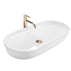 Rea Cleo umywalka 81x41 cm nablatowa owalna biała REA-U0563