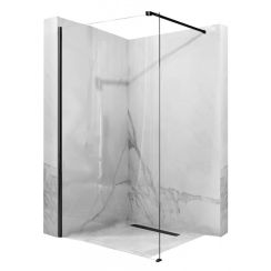 Rea Aero Black ścianka prysznicowa 90 cm wolnostojąca czarny półmat/szkło przezroczyste REA-K7581