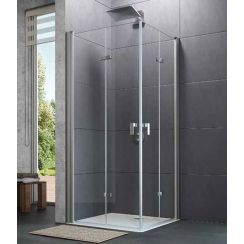 Hüppe Design Pure 4-kąt drzwi prysznicowe 120 cm prawe srebrny połysk/szkło przezroczyste Anti-Plaque 8P0918.092.322
