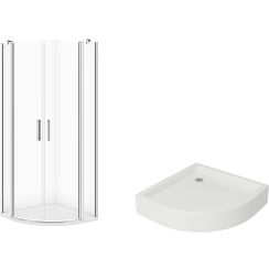 Set cabine de douche Cersanit Moduo S162-009, receveur de douche semi-circulaire Cersanit Tako S204-003