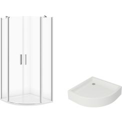 Set cabine de douche Cersanit Moduo S162-010, receveur de douche semi-circulaire Cersanit Tako S204-004
