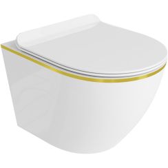 LaVita Sofi Slim Gold Line cuvette wc avec abattant à descente lente suspendue oui blanc brillant 5900378319054