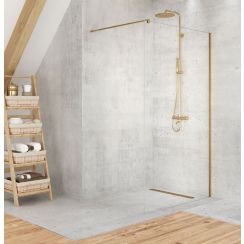New Trendy Velio Satin Gold paroi de douche walk-in 80 cm doré semi-mat/verre transparent D-0189B