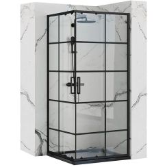 Rea Concept cabine de douche 90x90 cm carrée noir semi-mat/verre transparent REA-K5478