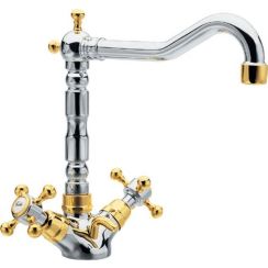 Sapho Antea mitigeur de lavabo sur pied chrome-doré 3372