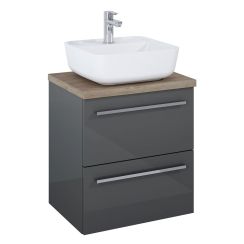Elita Kwadro Plus lavabo avec meuble et plan de travail 50.4 cm anthracite 168445